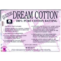 Fabric Hut Quilters Dream Natural Cotton Batting Select Loft - Throw (One Pack)