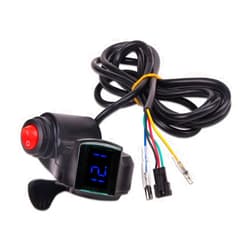 KOOBOOK 1Pcs 12V-72V E-Bike Universal Thumb Throttle LED Display Voltage Black Portable Digital Grips with Power Switch for Scooter Electric Bike