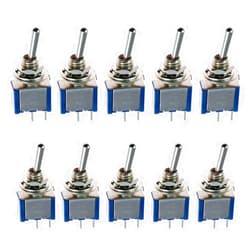 ESUPPORT On/Off Mini Miniature Toggle Switch Car Dash Dashboard SPST 2Pin Blue Pack of 10