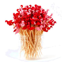 PARTYHIPPO Cocktail Picks 200 Counts Handmade Sticks Wooden ﻿Natural Bamboo Toothpicks Cocktail Sticks Party Supplies (Flamingo)…