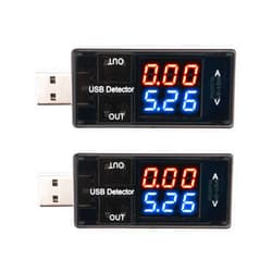 FORIOT 2Pcs USB Meter Tester LCD DC Digital Blue and Red Display Current Voltage Meter Multi-Function Tester Ammeter and Voltmeter Doctor Capacity Tester Power Indicator