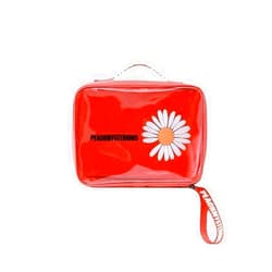 MekUk Waterproof Small Daisy Handheld Transparent Cosmetic Bag Large Capacity Handheld Fashion Storage Bag Portable Toiletry Bag (Red)