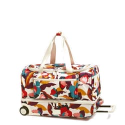 Vera Bradley Recycled Ripstop Foldable Rolling Duffel Bag, Immersed Blooms Jewel
