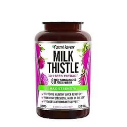 FarmHaven Milk Thistle Capsules | 11250mg Strength | 30X Concentrated Seed Extract & 80% Silymarin Standardized - Supports Liver Function and Overall Health | Non-GMO | 120 Veggie Capsules Pack of 1_120 Capsules
