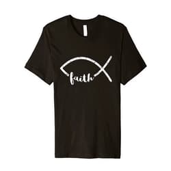 Christianity Jesus Christ Ichthy Fish Church Jesus Fish Ichthy Emblem Christian Faith Symbol Ichthus Premium T-Shirt