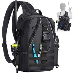 Piscifun Fishing Tackle Backpack with Rod & Gear Holder, Lightweight Outdoor Water-Resistant Fishing Shoulder Storage Bag