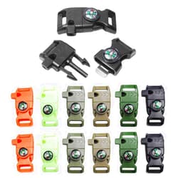 CooBigo 5/8 Inch Compass Flint Scraper Fire Starter Whistle Buckle Paracord Bracelet Outdoor Camping Emergency Survival Travel Kits