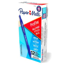 Paper Mate Ballpoint Pen, Profile Retractable Pen, Medium Point (1.0mm), Blue, 12 Count