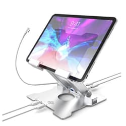 KABCON Tablet Stand with USB/USB C Hub,Adjustable Desktop Holder with USB 3.0,USB 2.0,USB-C 2.0,USB-PD,Docking Station for iPad Pro Air,MacBook Pro Air,Microsoft Surface,Tabs Up to 15''