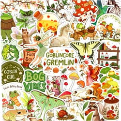 BulbaCraft 100Pcs Goblincore Stickers for Water Bottle, Laptops - Goblincore Gifts, Party Supplies - Vintage, Cottagecore Stickers - Gift for Women & Men