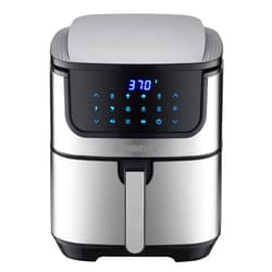 GoWISE USA 7-Quart Air Fryer & Dehydrator Max Steel XL- with Touchscreen Display with Stackable Dehydrating Racks with Preheat & Mute Functions + 100 Recipes (Stainless Steel)