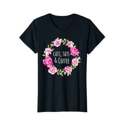 Hella Bella Apparel Womens Cats Tats & Coffee Shirt Tattoos Cat Mom