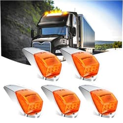 Nilight Cab Roof Marker Light 5 PCS 17 LED Amber Top Clearance Lights Waterproof Surface Mount Compatible with Mack Kenworth Freightliner International ProStar/Lonestar