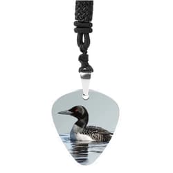 YKUDBN Titanium Steel Guitar Pick Necklace, Loon Nature Bird Print Engraved Pendant for Music Lovers,Durable & Stylish with Adjustable 60cm Cord