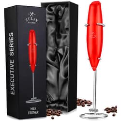 Zulay Kitchen Zulay Executive Series Ultra Premium Gift Milk Frother For Coffee with Deluxe, Radiant Finish - Coffee Frother Handheld Foam Maker - Electric Milk Frother Handheld For Lattes Premium UV Red