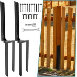 AXWHYS Fence Post Repair 2 Pack,Fence Post Stake Double Ground Spike with Black Powder-Coated for Repair Tilted/Broken Wood Fence Post