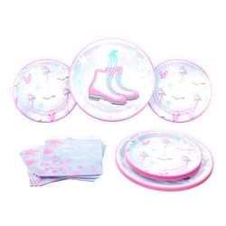 Blue Orchards Ice Skating Party Plates and Napkin (52 Pieces for 16 Guests) - Ice Skating Birthday Party Decorations, Winter Skates Party Supplies, Winter Onederland, Ice Skating Party for Girls, Skating Party