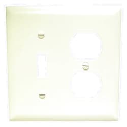 Pass & Seymour Legrand Pass & Seymour TP18LACC12 Trademaster Mid-Size Unbreakable Nylon Wall Plate, 2 Gang, Combination One Toggle and One Duplex Outlet Cover, Light Almond (1 Count)