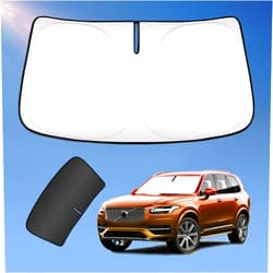 UKTOP Sun Shade Sunshade for Volvo XC90 2016-2024 Windshield Cover, 2-Layers Sun Shield 240T Silver Sun Visor Foldable Front Window Shade Blocks UV Rays Car Accessories