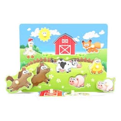 Z MAYABBO Wooden Peg Puzzle, Farm Chunky Baby Puzzles, Full-Color Pictures Wood Shape Puzzle Peg Board, Animal Knob Puzzle for Educational Toddlers 18Months and up, 8 Pieces