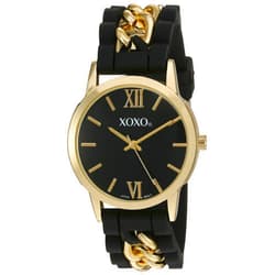 Accutime XOXO Women's Quartz Metal and Rubber Watch, Color:Black (Model: XO8101)