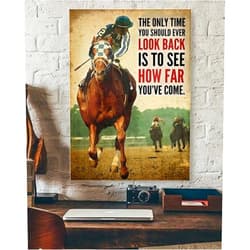 Liyinriyns Retro Horse Racing Secretariat The Only Time You Should Ever Look Back Is To See How Far You’Ve Come Poster Educational Plaque Decoration Home Office Room Wall Art Decor 8 x 12 In