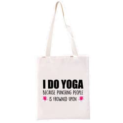G2TUP Yoga Gift Yoga Lover Gift Yoga Instructor Makeup Bag I Do Yoga Because Punching People Is Frowned Upon Cosmetic Bag Yoga Teacher Thank You Gift