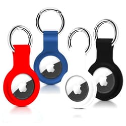 Pautas 4 Pack Airtag Holder, Ultra Light Silicone Case for Airtags, Protective Cover Compatible with AirTag GPS Item Finders with Anti-Lost Keychain for Bags, Keys, Dog Cat Collar, Luggage (4 Colors)