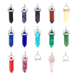 AUEAR, Bullet Shape Crystal Stone Charm Healing Pointed Chakra Pendants for Pendant Necklace Jewelry Making
