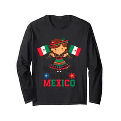 Viva Mexico Mexican Independence Day Girls Boys Kids Viva Mexico Little Girls Kids Toddler Mexican Mex Long Sleeve T-Shirt