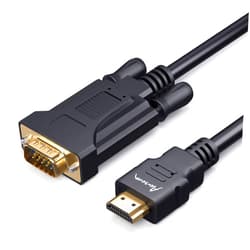 AURUM CABLES HDMI to VGA Cable for Monitor 6 Feet, Gold Plated Male to Male 1080P Compatible with PC, Computer, Laptop, Desktop, HDTV, Projector, Roku, Xbox, Pi, Raspberry, and More, Black