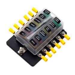 TIYANG 12 Way Fuse Block 12V -32V LED Red Light Indicator Blade Fuse Box for Boat Camper Car RV Trailer Automotive Fuses Panel 20 Connectors