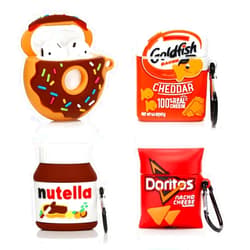 XMBYGY (4Pack) Case for AirPods 2nd/1st Generation(2019/2016) Earbuds, XMBYGY Silicone Case Protective Cover with Cute Cartoon Skin Design for AirPods 1/2, with Carabiner (DOR+GOD+Dounts+Nutella)