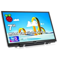 HAMTYSAN Raspberry Pi Mini Screen Monitor, 7 Inch Screen 800x480 HDMI Small Monitor IPS LCD Screen Display for Raspberry Pi 400/4/3/Zero/Jetson Nano/Orange Pi/Win11/10/8/7, No-Touch