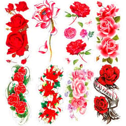 Oottati 8 Sheets Arm Flower Temporary Tattoos - Red Rose Lotus For Men and Women