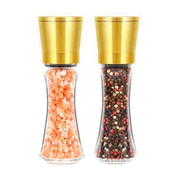 VEVOK CHEF Gold Salt and Pepper Grinder Mill Set Stainless Steel Pepper Shaker Adjustable Ceramic Coarseness Salt Grinder Black Pepper Spice Grinder Mill