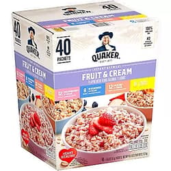 Quaker Instant Oatmeal Fruit & Cream, Variety Pack (40 Pk.) Net Wt 42.3 Oz