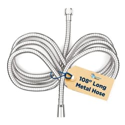 HammerHead Showers® ALL METAL 9 ft Shower Hose - CHROME – Extra Long 108” Attachment for Handheld Shower Head - Shower Hose Replacement