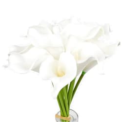 Alifst Mini Artificial Calla Lily 10 Stem Bridal Bouquets Artificial Latex Real Touch Flowers for Home Party Decor(White)