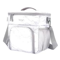 Bentgo Prep Deluxe Insulated Multimeal Bag - Lunch Box Bag, Holds 5 Meals, Premium Insulation up to 8 Hrs, Durable, Water-Resistant - Large Capacity For Adult Meal Prep (White Marble)
