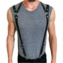 ALLOVME Men's Body Chest Belt - Adjustable Leather Belts with Buckles - Rave Costume, Sexy Punk Clubwear