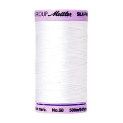 Mettler Silk-Finish Solid Cotton Thread, 547 yd/500m, White
