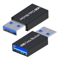 MMOBIEL USB Data Blocker 2-Pack USB-A to A Charge-Only Adapter – Protect Against Juice Jacking, Safe Charging, Data Blocking Defender, Refuse Hacking – Black