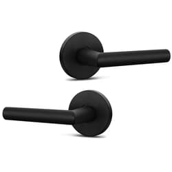 Berlin Modisch Dummy Lever Door Handle Pack of 2 Sleek Round Non-Turning Single Side Pull Only Lever Set [for Closet or French Doors] Heavy Duty - Iron Black Finish