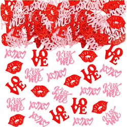 Keaziu 100 PCS Valentine's Day Confetti Red Lip Love Pink XoXo Kiss Me Table Confetti Wedding Engagement Bridal Shower Anniversary Party Sprinkles Confetti Decorations Lip Red