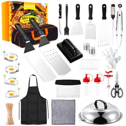 Coliatik 235PCS Griddle Accessories Kit,Flat Top Grill Accessories Set for Blackstone and Camp Chef,Grill Spatula,Basting Cover, Egg Mold,Griddle Cleaning&Apron,Carry Bag,Scraper for Outdoor BBQ