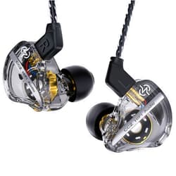 YINYOO CCZ DC01 Pro in Ear Monitor Headphones, iems for Gaming, Professional Gaming Earbuds Super Bass Wired Earphones with 1DD, Patent Ear fins, Patent Ear tips, for Singers Musicians (black without mic)