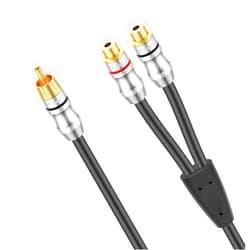 J&D RCA Y-Splitter Cable, 1 RCA Male to 2 RCA Female Short Y Splitter Cable Extension Cord Gold Plated Adapter Digital Stereo Audio Cable, 1 Feet