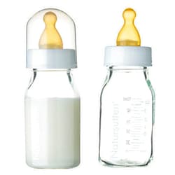 Natursutten Glass Baby Bottles 8 oz and 4 oz - Anti-Colic Baby Bottles for Breastfeeding Babies, Suitable for Boiling and Freezing - Bottles with Natural Rubber, Slow Flow Nipples for Newborn Babies