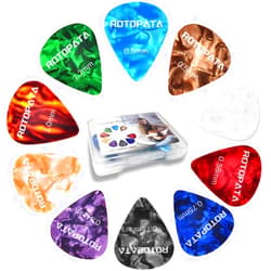 ROTOPATA 60 Pack Guitar Picks with Organizer Storage Box, 0.5 0.58 0.75 0.84 1.0 1.2mm Includes Thin Medium Heavy Thickness, Variety Colorful Celluloid Plectrums for Bass Electric Acoustic Guitars Ukulele